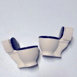 2 Quirky Toilet-Shaped Ceramic Shot Glasses or cactus planter